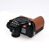 Uchandmade Handmade Genuine Leather Camera Half Case for Leica SL3/Leica SL3s Case - Top Layer Cowhide Body + Metal Base Plate - Hand Shank Design (Jet Brown) view 4