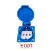 QXCIVR Water.Proof Outlet Industrial Water.Proof Outlet E+U Outlet Copper Contact Body(250V Blue EU01) view 2