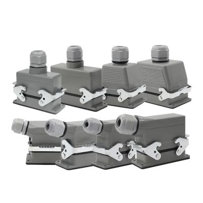 BHUPWZE Rectangle Heavy Duty Connector HDC-HE-04/6/16/20/24/32/48 Core Pins Aviation Industry Plug Socket Waterproof Connector 500V 16A(4 core top line)