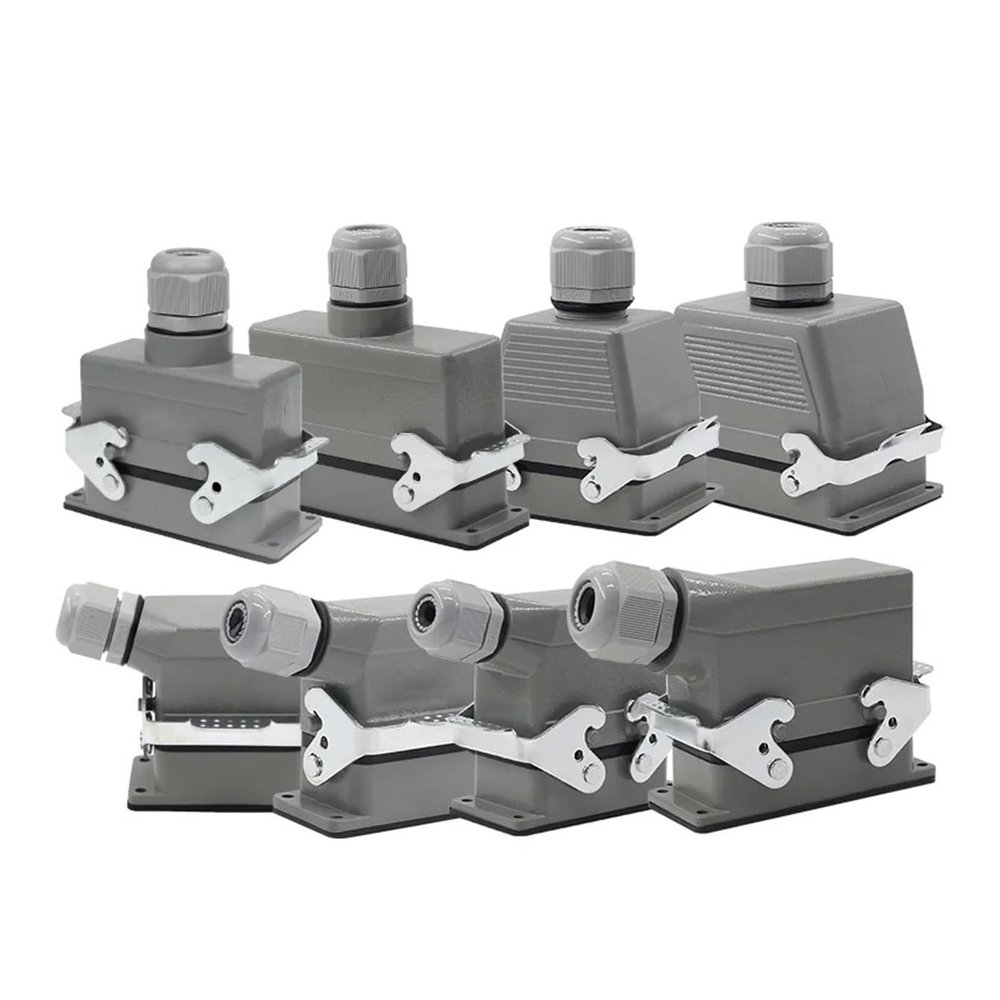 BHUPWZE Rectangle Heavy Duty Connector HDC-HE-04/6/16/20/24/32/48 Core Pins Aviation Industry Plug Socket Waterproof Connector 500V 16A(4 core top line)