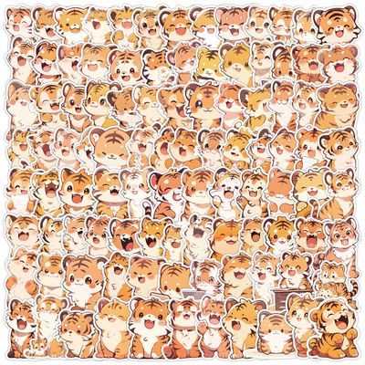 100 Packs Tiger Stickers Water Bottles Laptop Phone Computer Guitar Skateboard Hydroflasks Tiger Vinyl Sticker Waterproof Aesthetic Trendy Decals for Kids Teens Girls Adults
