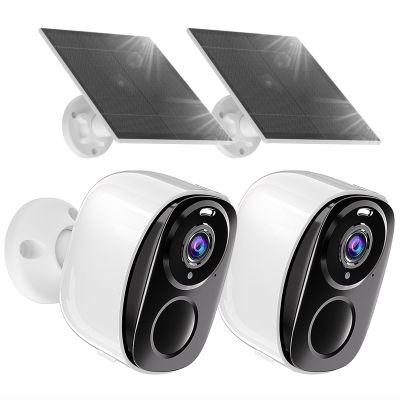 RICHCHO 2Pack Security Cameras Wireless Outdoor with Solar Panel, Solar Security Cameras for Home Security, Home Camera with Motion Sensor Alarm Floodlight Night Vision,Two-Way Talk,IP65 Waterproof