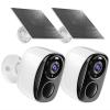 RICHCHO 2Pack Security Cameras Wireless Outdoor with Solar Panel, Solar Security Cameras for Home Security, Home Camera with Motion Sensor Alarm Floodlight Night Vision,Two-Way Talk,IP65 Waterproof view 1