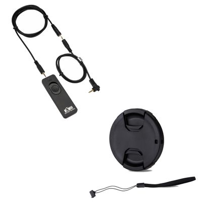 Wired Remote Control Shutter Release Cord & 40.5mm Front Lens Cap Cover for Sony A6000 A6100 A6300 A6400 A6500 A5100 Camera with Sony E PZ 16-50mm f/3.5-5.6 OSS Lens