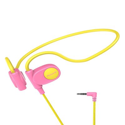 Mehomeli Kid Headphones for School, Air Conduction Open Ear Headphones, 3.5mm Jack Wired Cord, Ultra-Comfort, Ergonomic and Lightweight Design Perfect for School and Outdoor Activities-Yellow Pink