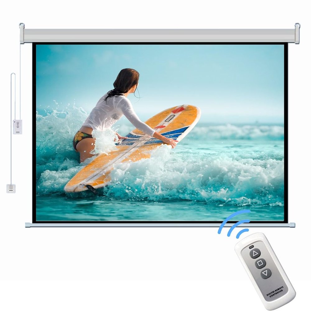 Electric Projector Screen 72 Inch Motorized Projection Screen, Diagonal 4:3 16:9 Movie Screens, Motorized Projection Projector Screens Movie Home Theater 4K/8K Ultra HD(60inch)