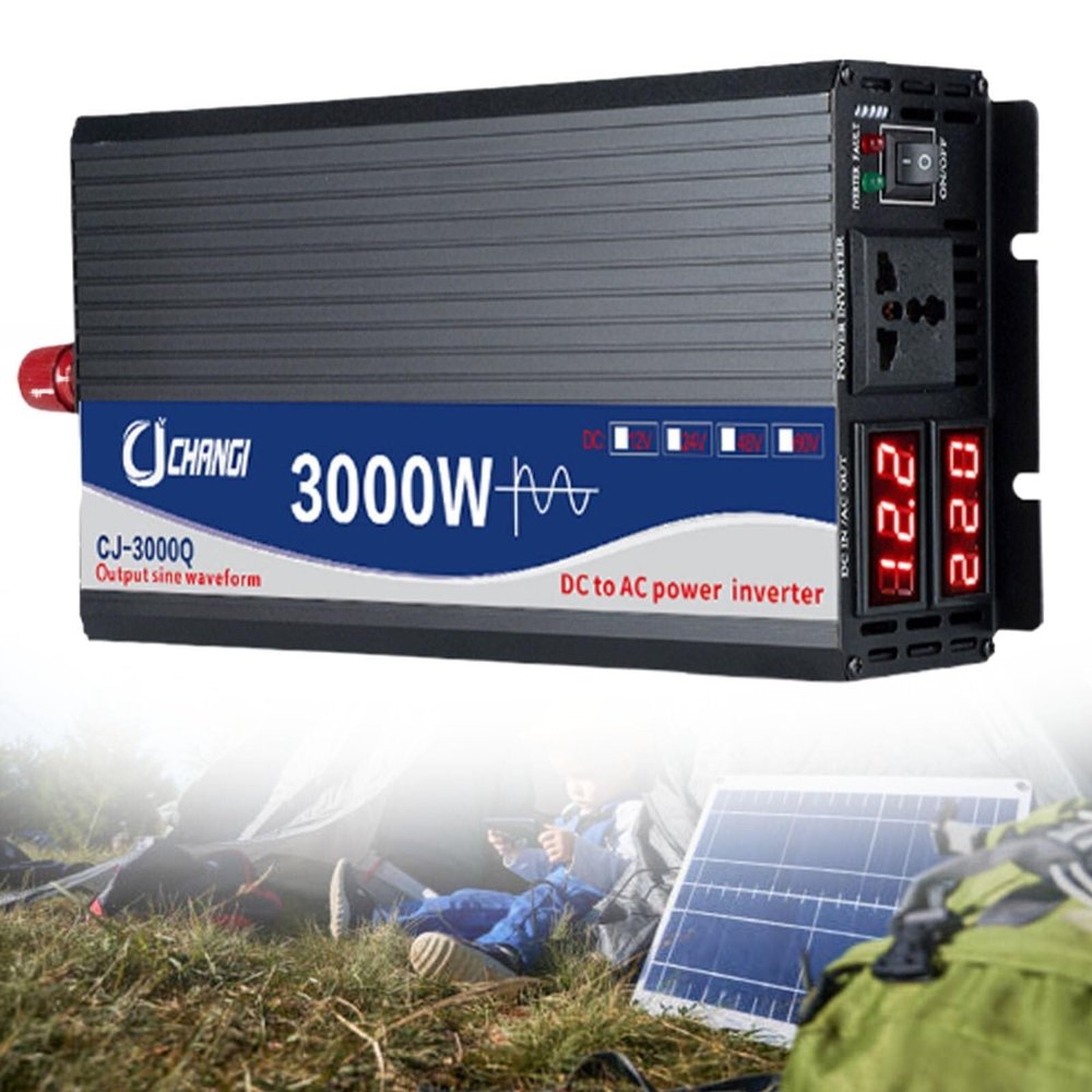 YQDDM 3000W 4000W 5000W Pure Sine Wave Power Inverter DC 12V 24V 48V 60V /72V to AC 110V/220V Peak Power 5000W with LED Display for Inverter Home RV Car Solar(24V3000W)