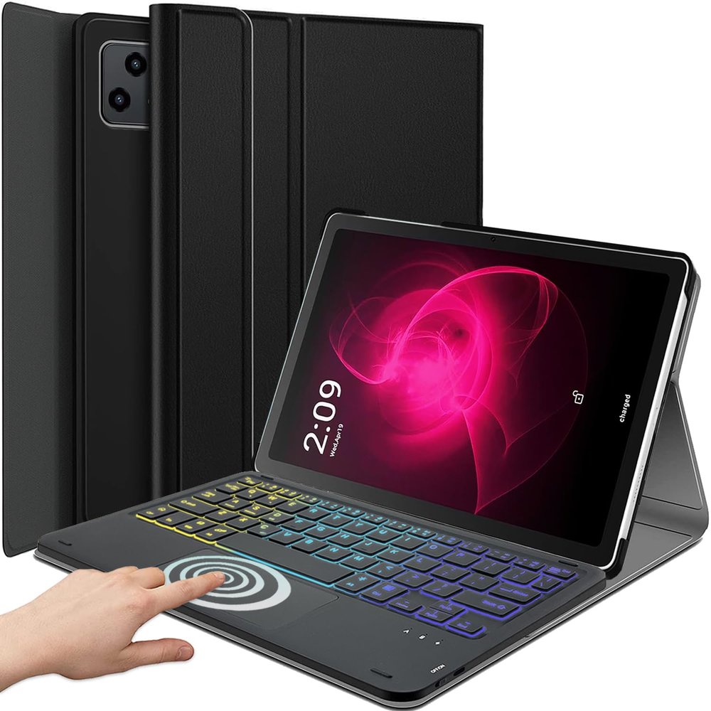 Backlit Touchpad Keyboard Case for T-Mobile Revvl Tab 5G Tablet 10.36 Inch, DKAHOEE 3-Zone Backlit Wireless Trackpad Keyboard with Protective Slim Stand Case for 10.36 T-Mobile Revvl Tab 2023 Release