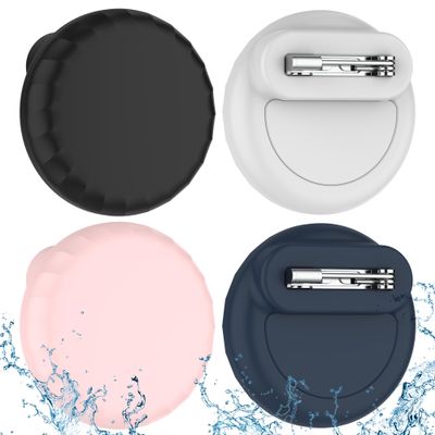 4 Pack Waterproof AirTag Holder for Kids, Air Tag Silicone Case with Invisible Pin,Safe Hidden Lightweight GPS Tracker for Elderly, Luggage, Clothes, Backpack(Black, White, Pink, Dark Blue)