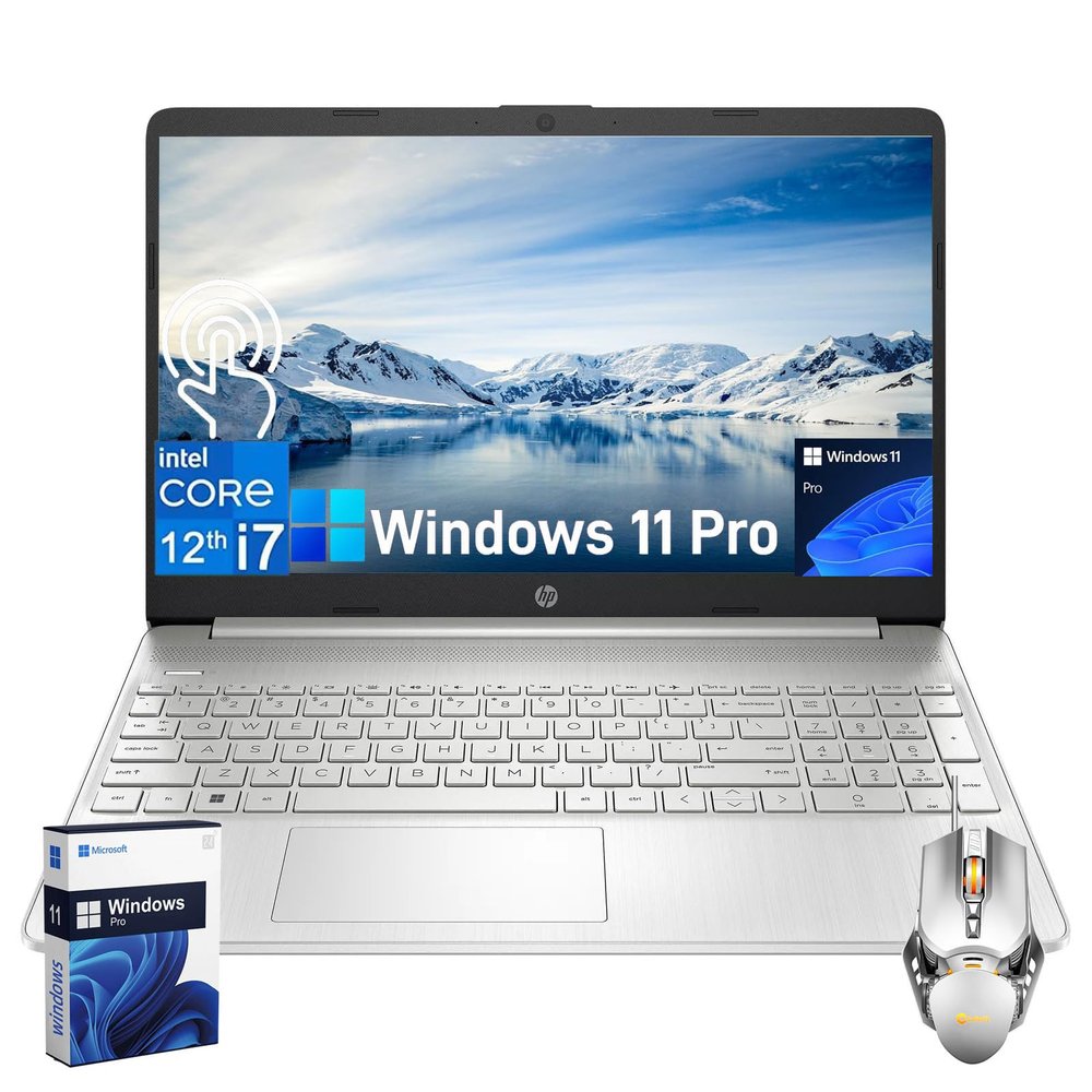 HP 2024 Business Laptop, 15.6" FHD Touchscreen, Intel 10-Core i7-1255U, 64 GB RAM, 1 TB SSD, Intel Iris Xe, WiFi, Numeric Keypad, Win 11 Pro, with Microsoft Office Lifetime License, Silver Mouse