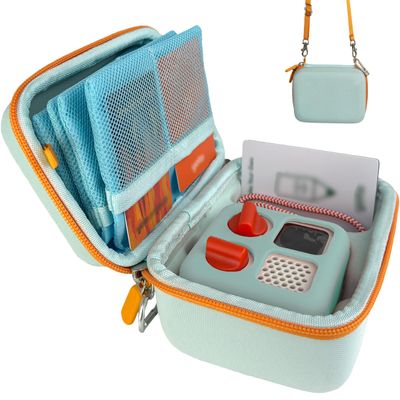 amiumuca Hard Travel Case Compatible with Yoto MiniKids Audio & Music Player,Yoto Card Holder Bag with Adjustable Shoulder Strap for Up to 36 Audiobook Cards,Childrens Mini Player. (Light Green)