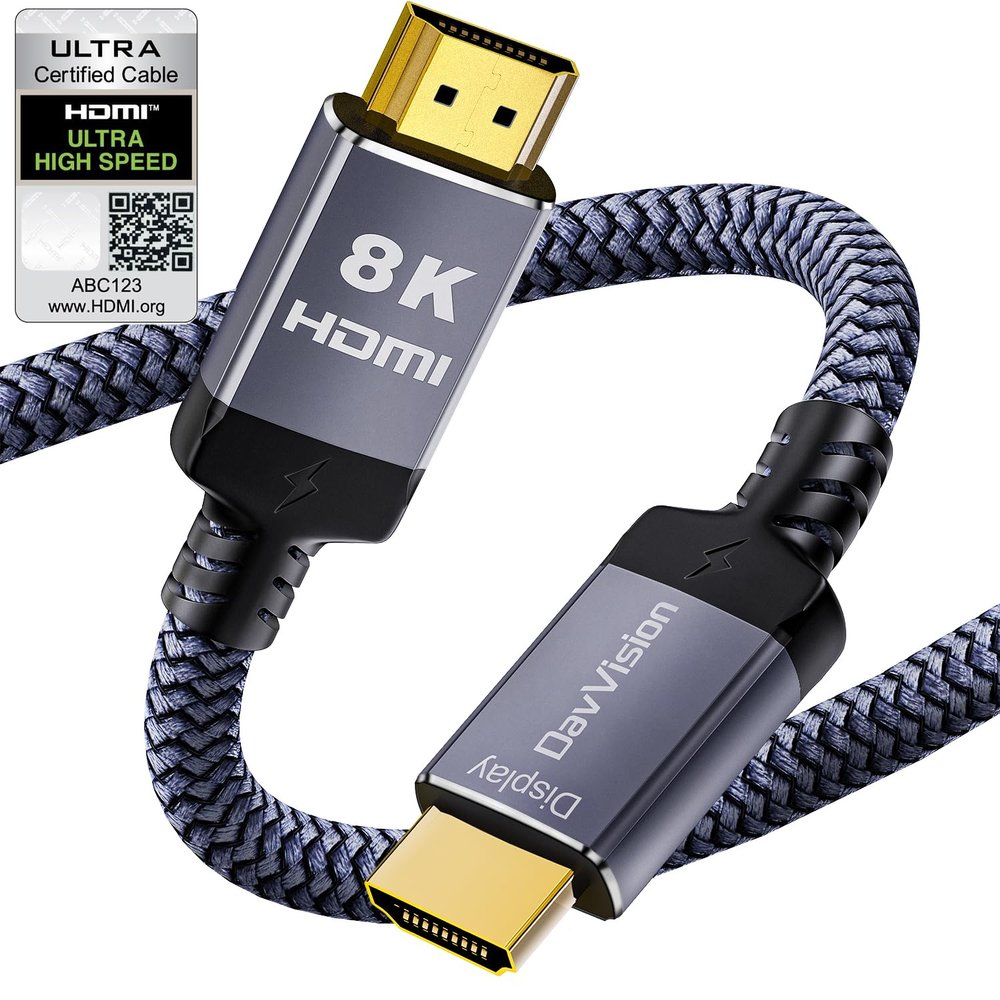 DavVision 8K Fiber Optic HDMI Cable 40 Feet, Long HDMI 2.1 Cable High Speed Unidirectional 8K@60Hz HDMI Braided Cord Support eARC/Dynamic HDR/HDCP/3D,Compatible with PS5 PS4/HDTV/Xbox Series