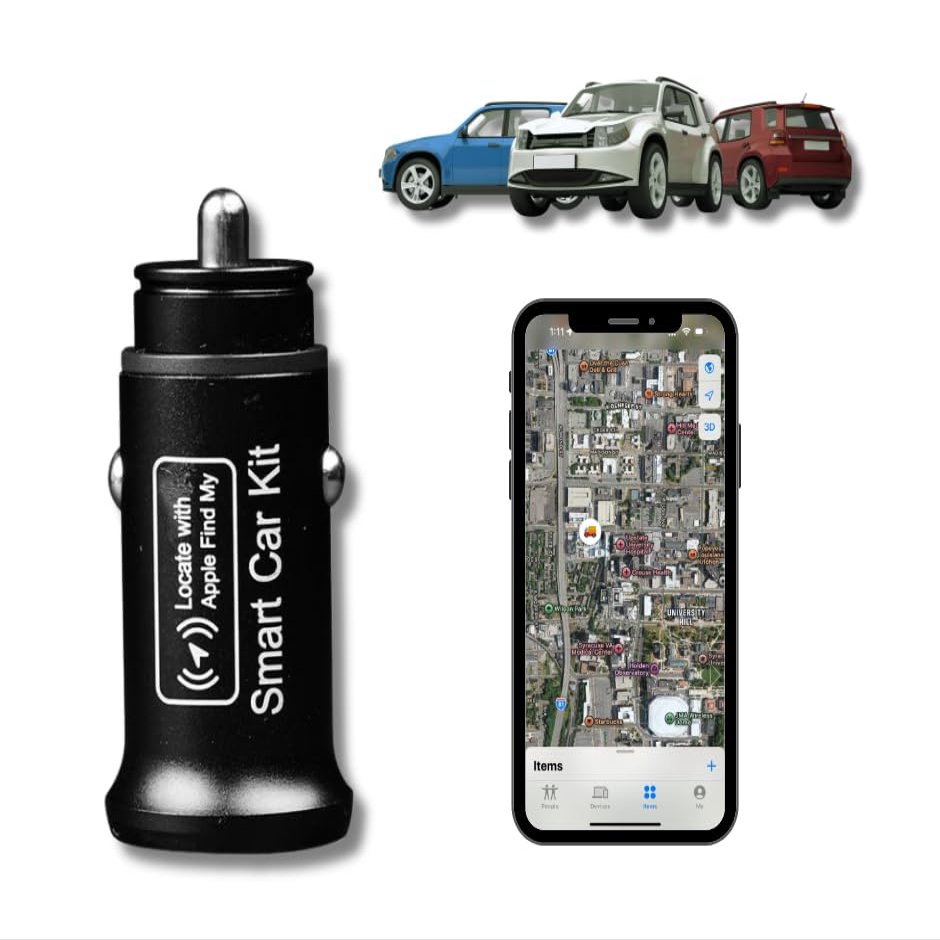 AccuGPS Dual Car Charger, Smart Car Kit AP200. Mobile Locator, Compatible with iOS, USB C 2-in-1 Car Charger, Smartphone Ignition Dual Fast Charging Intelligent Anti-Skid Device