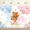 15x8ft Gender Reveal Backdrop He or She We Can Bearly Wait to Meet You Pink Blue Balloon Bear Background Kids Portraits Party Supplies Wall Cake Table Decoration Children Photo Studio Props view 1