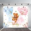 15x8ft Gender Reveal Backdrop He or She We Can Bearly Wait to Meet You Pink Blue Balloon Bear Background Kids Portraits Party Supplies Wall Cake Table Decoration Children Photo Studio Props view 3
