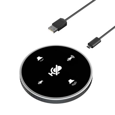 Conference Speaker And Microphone, Y02 USB Plug and Play Laptop Microphone Omnidirectional Microphone Condenser PC Mic for Video Conference Recording Skype Online (Black)