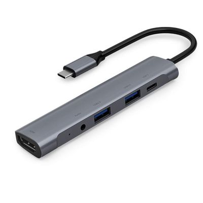 USB C Hub, 4 in 1 Aluminum USB C to USB OTG Adapter, USB C Splitter with 1 * 3.5mm Headphone Jack, 1 * 15W PD, 2 USB A Ports, USB C Hub Dongle for MacBook Air/Pro,XPS,iMac Mini,iPad Pro,More