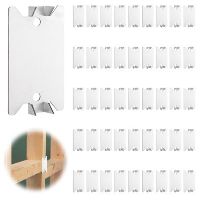 50 Pack Nail Plate for Wood Studs, Cable Wire Protector Plate, 1.5 x 2.5 Inch Anti-Nail Protection Plate Shield, Nail Plates Electrical