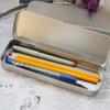 Wiywef Metal Pen Cases Pencil Boxes 2pcs Portable Pen Boxes Tinplate Storage Cases Stationery Organizer Makeup Brush Organizer view 3