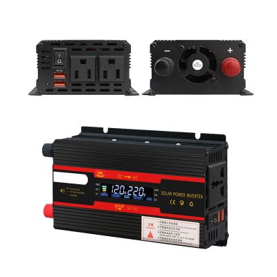 12V/24V to 110V/220V, DC to AC Car Inverter with 2 USB Fast Chargers/Dual AC Outlets with LCD Display, Fast Car Charger Adapter for Cell Phones/Travel/Camping,Black12/24V-3000W