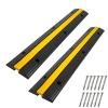 LYUCAYHQ 2 Pack of 1-Channel Rubber Floor Cable Cover Heavy Duty 11000 Lbs Load Capacity Rubber Speed Bumps Driveway Ramp Hose Cable Ramp Protective view 1