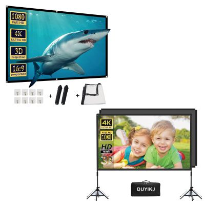 84 inch Projector Screen,120 inch Projector Screen with Stand Foldable Portable Projection Screen 4K Indoor Outdoor 16:9 HD Movies Screen for Backyard Home Theater Halloween Videos Screen