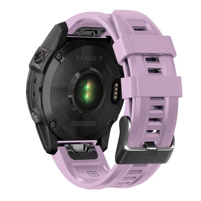 BCMCBV 26 22MM Silicone Quick Release Watchband StrapFor Garmin Fenix 7X 6X 5X 3HR Watch Easyfit Wristband Strap For Fenix 7 6 5 Watch(Light Purple,22mm Fenix EPIX)