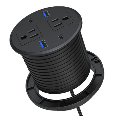 Recessed Power Grommet with AC Outlets, 3inch Desktop Power Grommet Outlet,30W PD Fast Charge for Deskt - Flush-Mount Recessed Power Strip,Home and Workspace Essential Desk Outlet
