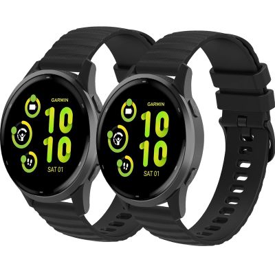 2 Pack Compatible with Garmin Vivoactive 3 / Garmin Vivoactive 5 / Garmin Venu Sq, Quick Release 20mm for Garmin Venu 2 Plus/Forerunner 245/Forerunner 55 Watch Bands (black/black)