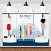 CORFOTO 7x5ft Boutique Clothes Shop Backdrop Ladies Clothing Shop Window Cartoon Backdrop Showroom Background Women Girls Party Decorations Birthday Shoot Photo Prop view 1