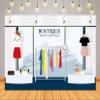 CORFOTO 7x5ft Boutique Clothes Shop Backdrop Ladies Clothing Shop Window Cartoon Backdrop Showroom Background Women Girls Party Decorations Birthday Shoot Photo Prop view 2