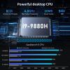 Kinupute Mini PC i9, Small Desktop Computer Core i9-9880H, Upto 4.8GHz, Windows 11 Pro, 32G RAM, 512G NVME SSD, Triple Display 4K@60Hz, HDMI/DP, Dual 2.5G LAN, USB-C, WiFi 6E, BT 5.3, VESA, 4G Module view 2