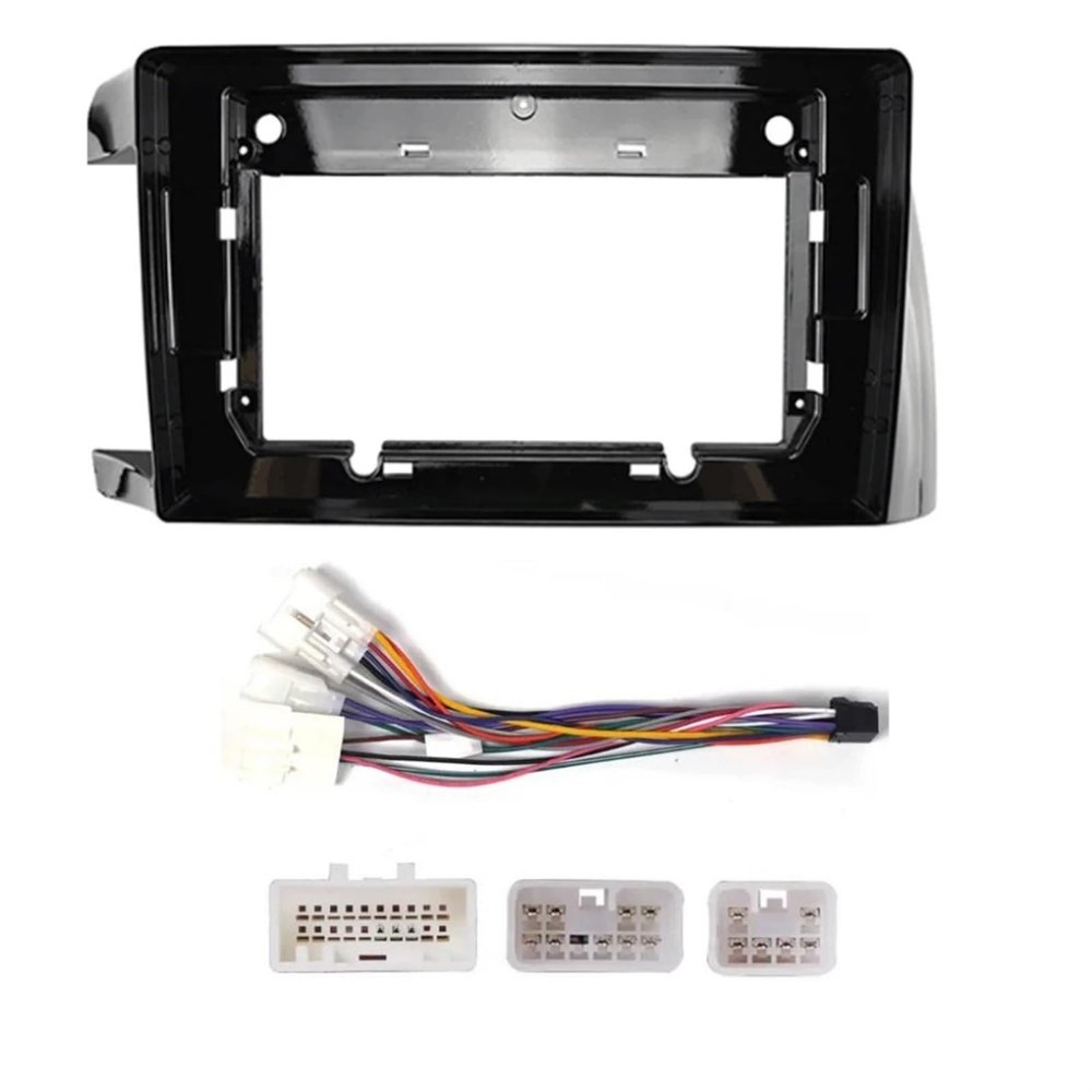 10.1 Inch Car Radio Fascia Compatible with Toyota Wish 2003 Android Stereo GPS MP5 Player Casing Frame 2 Din Head Unit Trim Dash Panel Cover(LHD Frame Cable)