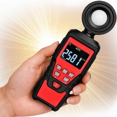 180 Rotatable Digital Light Meter, 3% Accuracy Handheld Light Calibrator, 0.1~200,000 Lux Meter, Self-calibration Lumen Tester, Ambient Temperature Measuring Instrument, for Photography, Planting