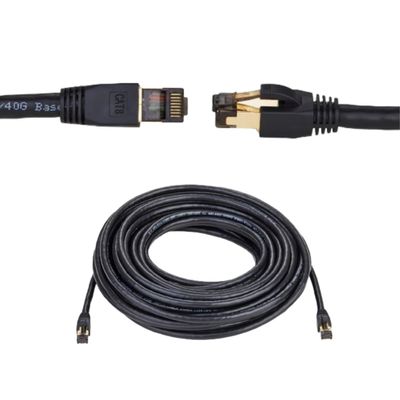 SATMAXIMUM Cat8 SFTP Ethernet Patch Cable 26AWG, Pure Copper, Shielded, Fluke Tested, High-Speed 40Gbps Data Transfer, 2000MHz Bandwidth, for Servers, Gaming, and Networking Black (15FT)