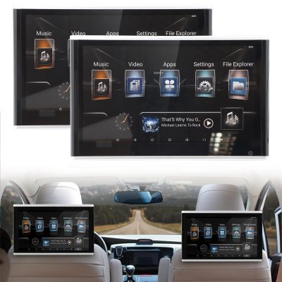 2-Pack 11.6 Inch Android 11 Touch Screen Car TV Headrest Monitor for Back Seat with Ambient Light, Support 4K Video/WiFi/Bluetooth/Airplay/HDMI Input/USB/SD Card/Mirror Link, 4+64G