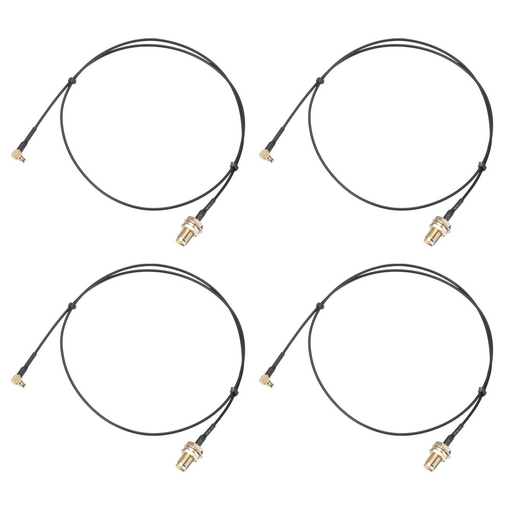 uxcell 4Pcs MMCX Male Right Angle to SMA Female Bulkhead,Pigtail Antenna Coaxial RF1.37 Low Loss Cable,RF Coaxial Connector,31inch