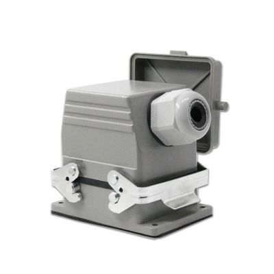 BHUPWZE Heavy Duty Connector 32 core Rectangular Aviation Plug Socket h32b-he-32 Industrial Waterproof 16A with Cover Side Outgoing line