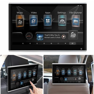 11.6 Inch Android 11 Touch Screen Car TV Headrest Monitor for Back Seat with Ambient Light, Support 4K Video/WiFi/Bluetooth/Airplay/HDMI Input/USB/SD Card/Mirror Link, 4+64G