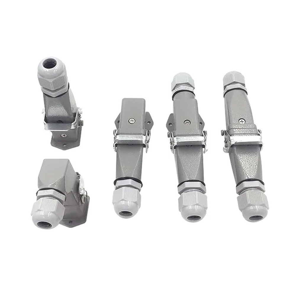 BHUPWZE Heavy Duty Connectors DHC-HA-003 3pin 4pin 5pin 7pin 10A Industrial Plug HQ-005 16A Heavy Metal Rectangular Connector(5 Core Side-Out)