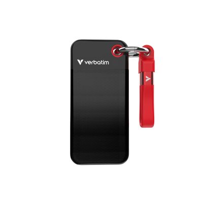 Verbatim Pocket SSD 1TB External SSD USB 3.2 Gen 2, up to 1000MB/s Read & Write Portable Hard Drive for PC, Mac & Console, Black/Red