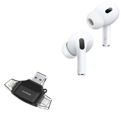 BoxWave Smart Gadget Compatible with Apple AirPods 2 Pro - AllReader SD Card Reader, microSD Card Reader SD Compact USB - Jet Black