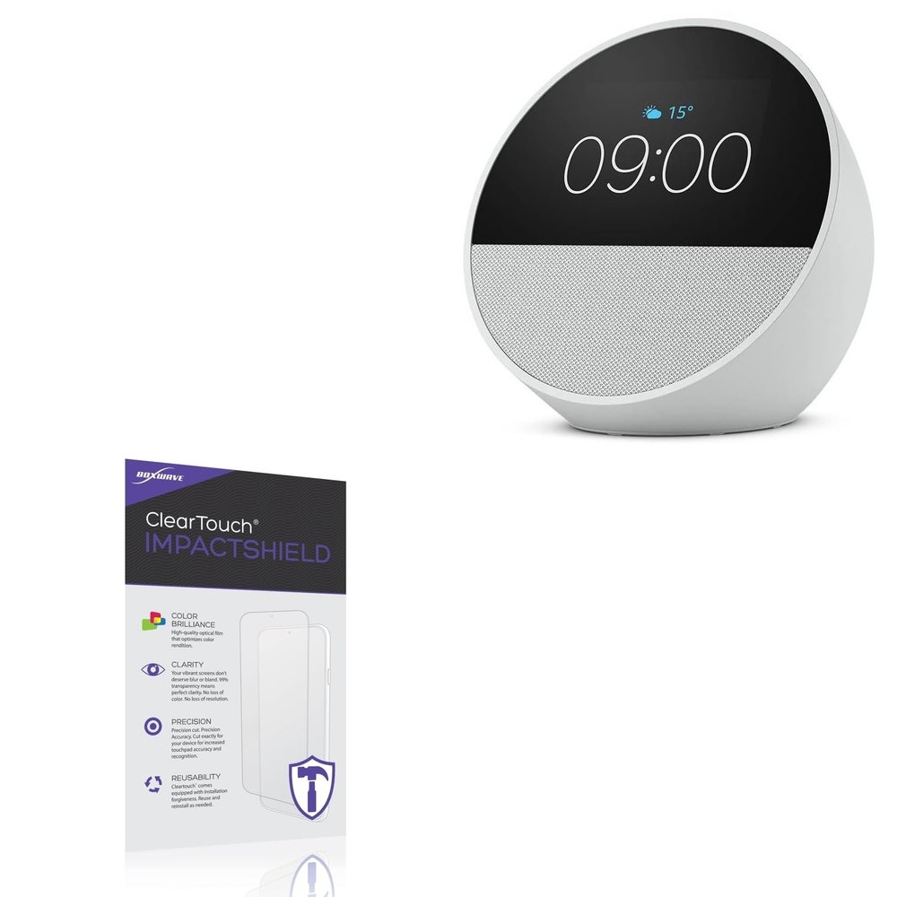 BoxWave Screen Protector Compatible with Amazon Echo Spot (2nd Gen 2024) - ClearTouch ImpactShield (2-Pack), Impenetrable Screen Protector Flexible Film