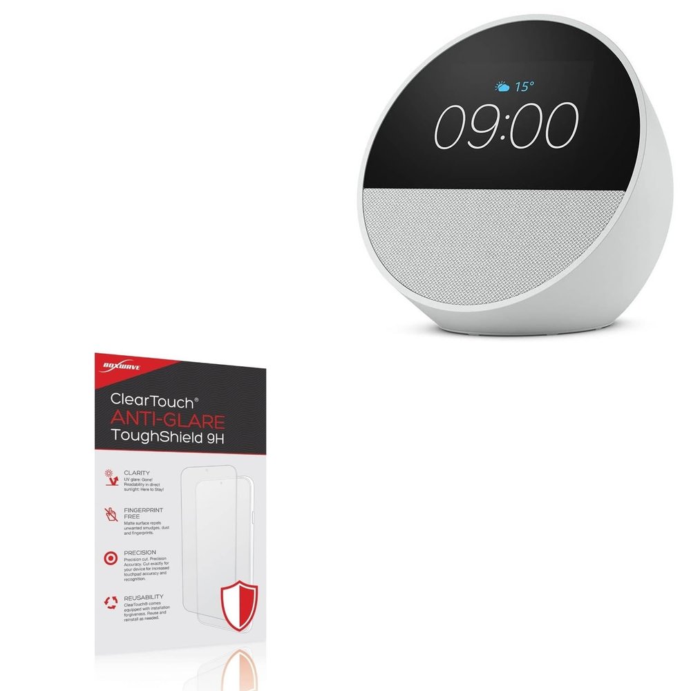BoxWave Screen Protector Compatible with Amazon Echo Spot (2nd Gen 2024) - ClearTouch Anti-Glare ToughShield 9H (2-Pack), Anti-Glare 9H Tough Flexible Film Screen Protector