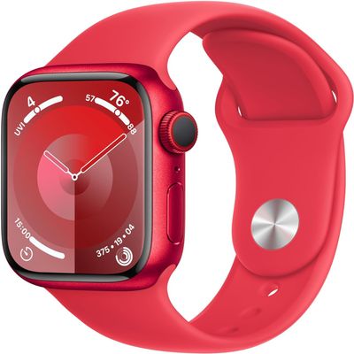 Apple Watch Series 9 [GPS, 45mm] (PRODUCT)RED Aluminum Case with (PRODUCT)RED Sport Band, M/L (Renewed Premium)
