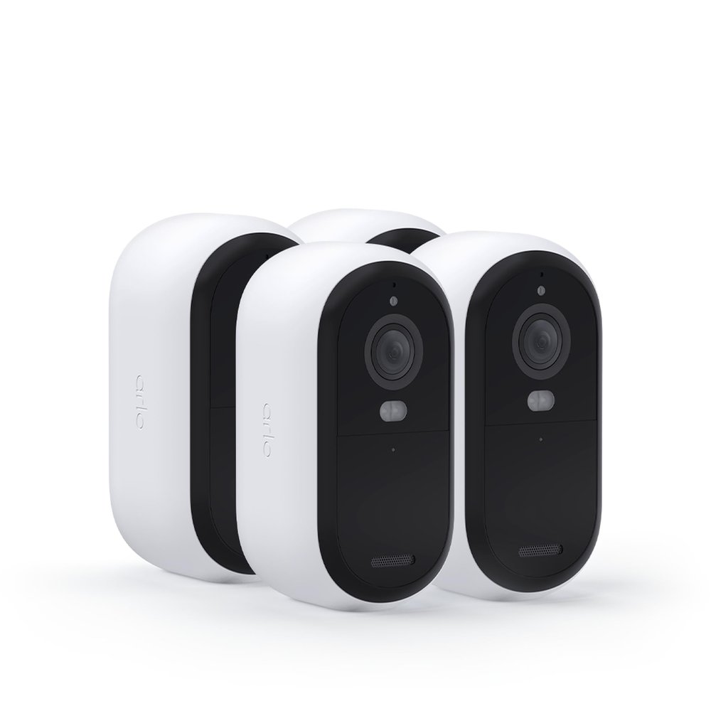 Arlo Essential Security Wireless 2K Camera with Spotlight, Indoor/Outdoor, 2nd Gen, 2-Way Audio, Color Night Vision, Motion Activation, Real Time Notifications, White, VMC3450, 4-Pack (Renewed)