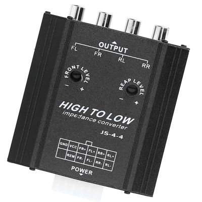 Vehicle Amplifier Converter, 12V 4 Channel Audio Impedance Converter High to Low Line Car Stereo Radio Speaker Frequency Filter