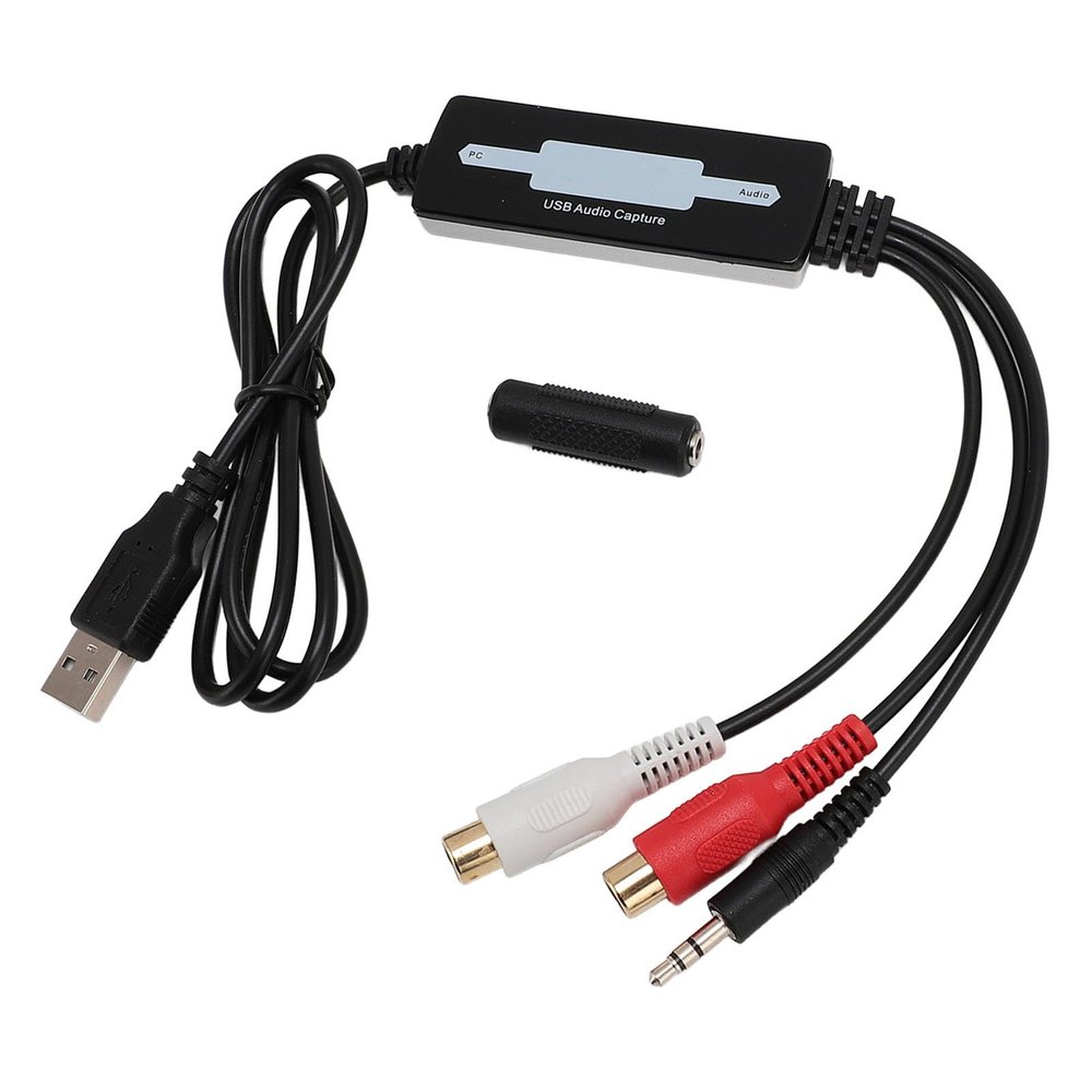 USB 2.0 Sound Capture Card, Convert Various Sound Devices to MP3 and WAV Formats, Support Dual Channel Stereo Sound Capture, Editing Software for Audacity