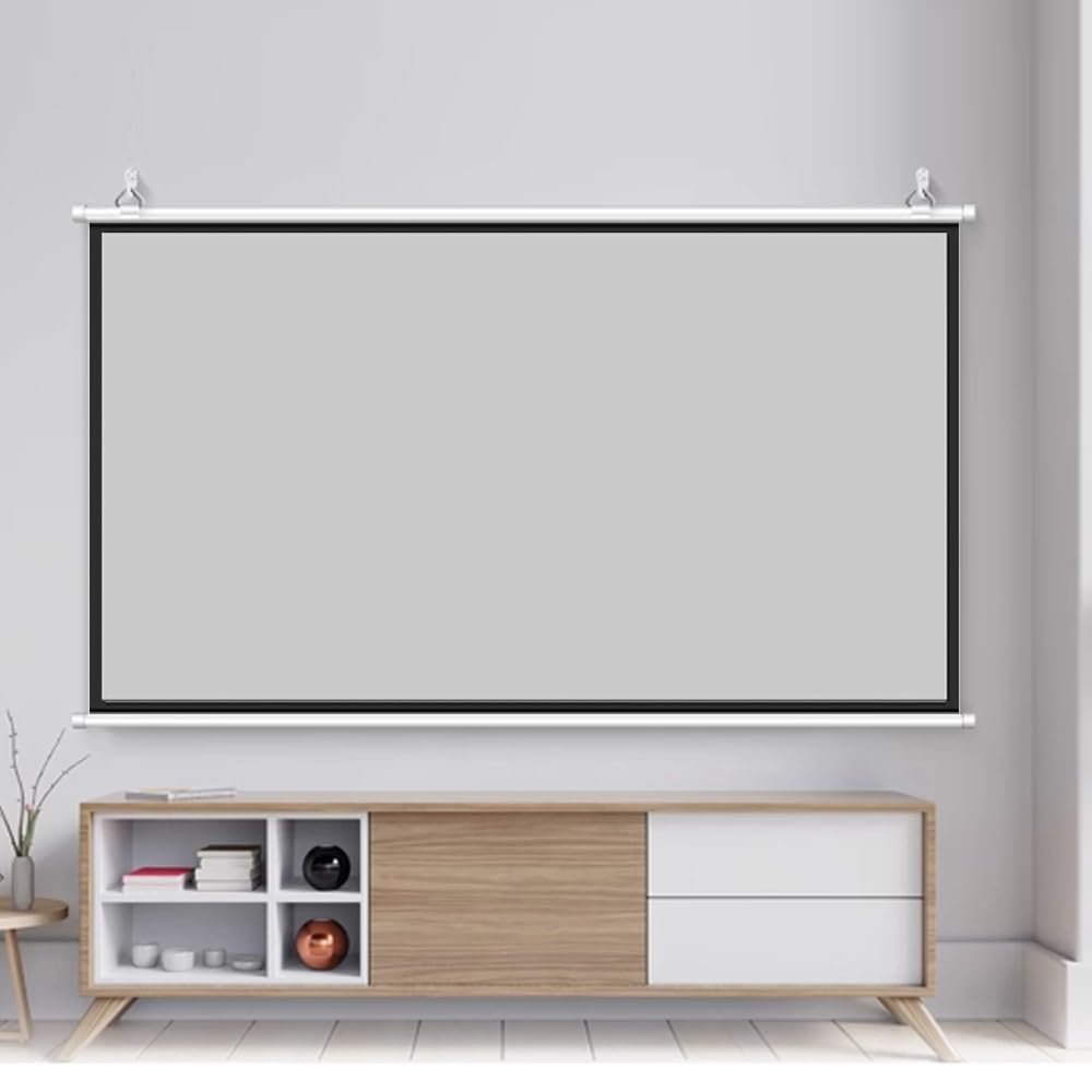BERWDUXA Home Projector Screen Manual Pull Down 40 50 60in Projection Screen for Home Theater Office Game Movie Screen Support HD 3D 4K(30 Inch (4:3))