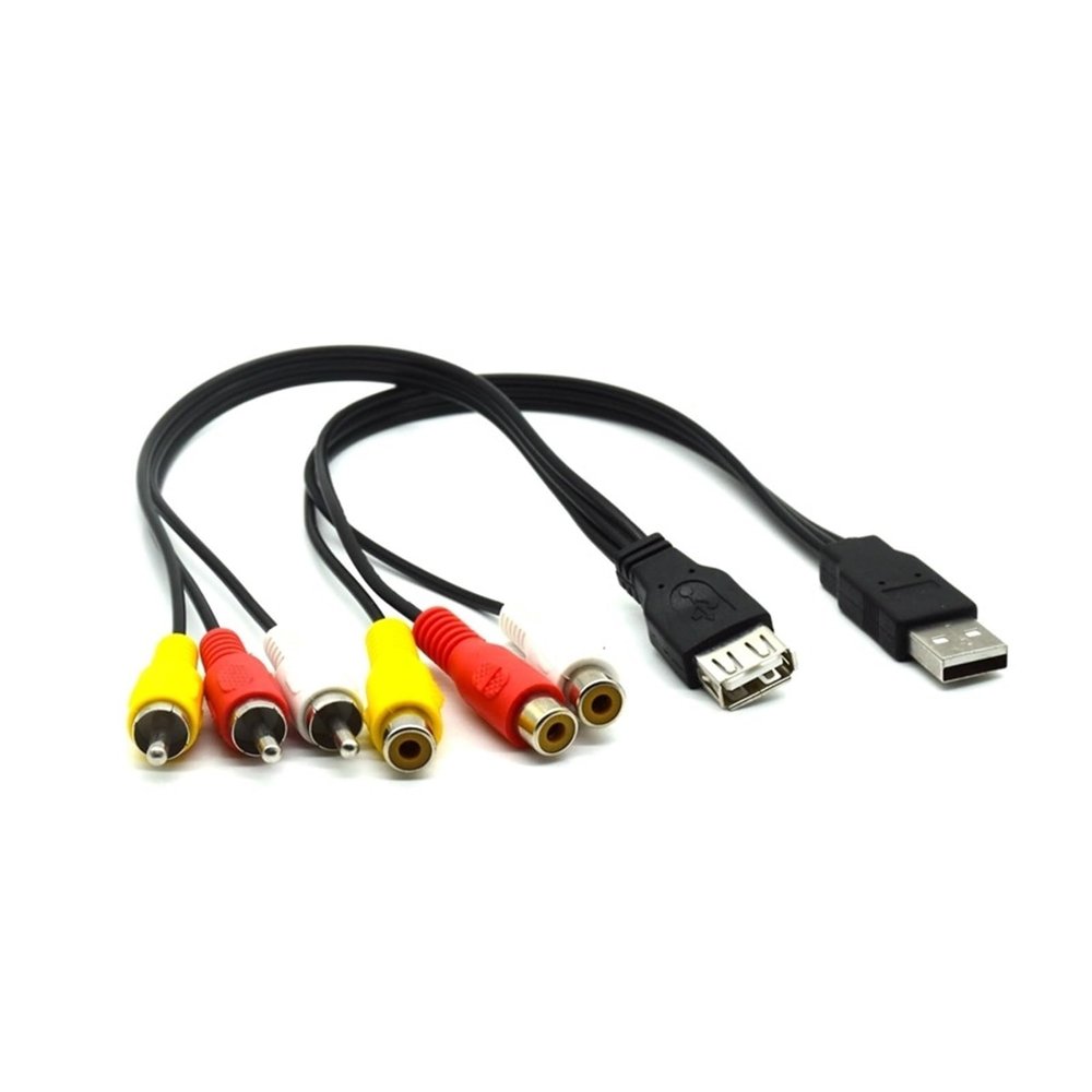 1pc USB Male p/Lug to 3 Female Adapter A-dio Converter Video AV A/V Cable USB to Cable Fit Compatible HDTV TV Television Wire Cord(1.5M,RC-024-2RCA)